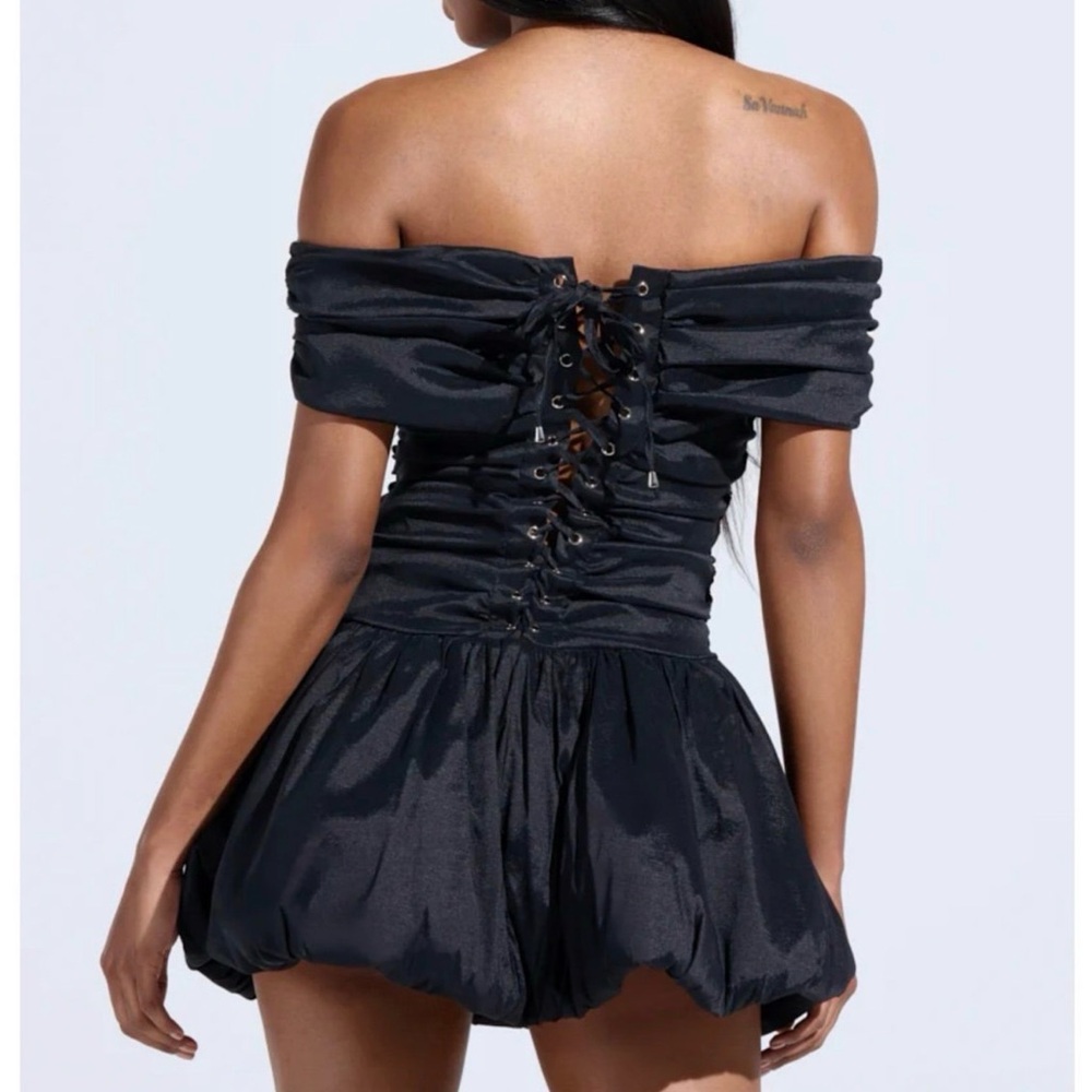 Black Off-Shoulder Corset Dress